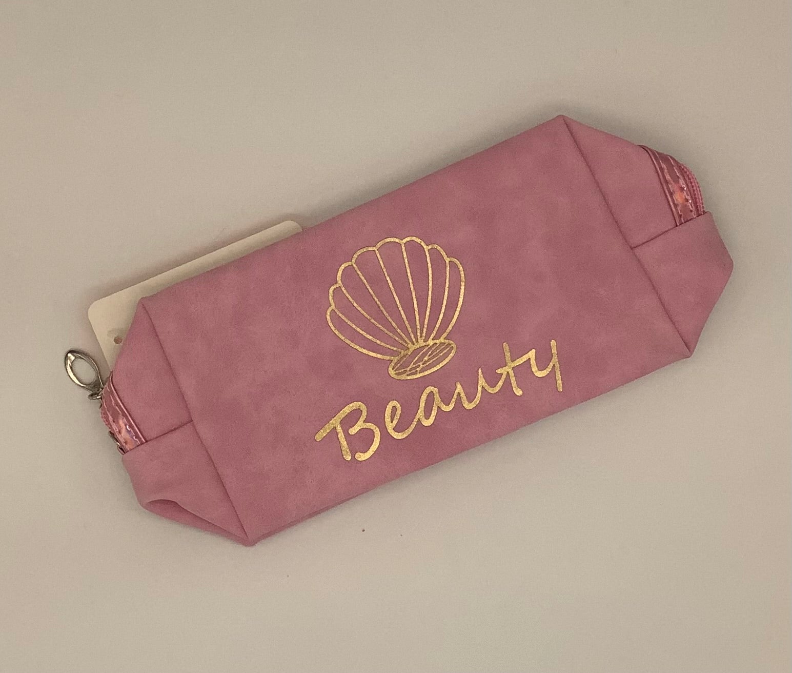 "Beauty" Pink Cosmetic Bag